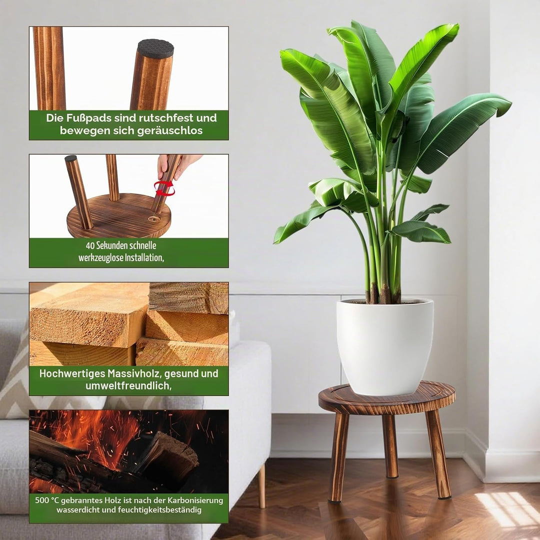 Blumenhocker Holz 3er-Set, 4"/7"/11" Höhe Blumenständer Pflanzenständer für Verschiedene Topfgrössen