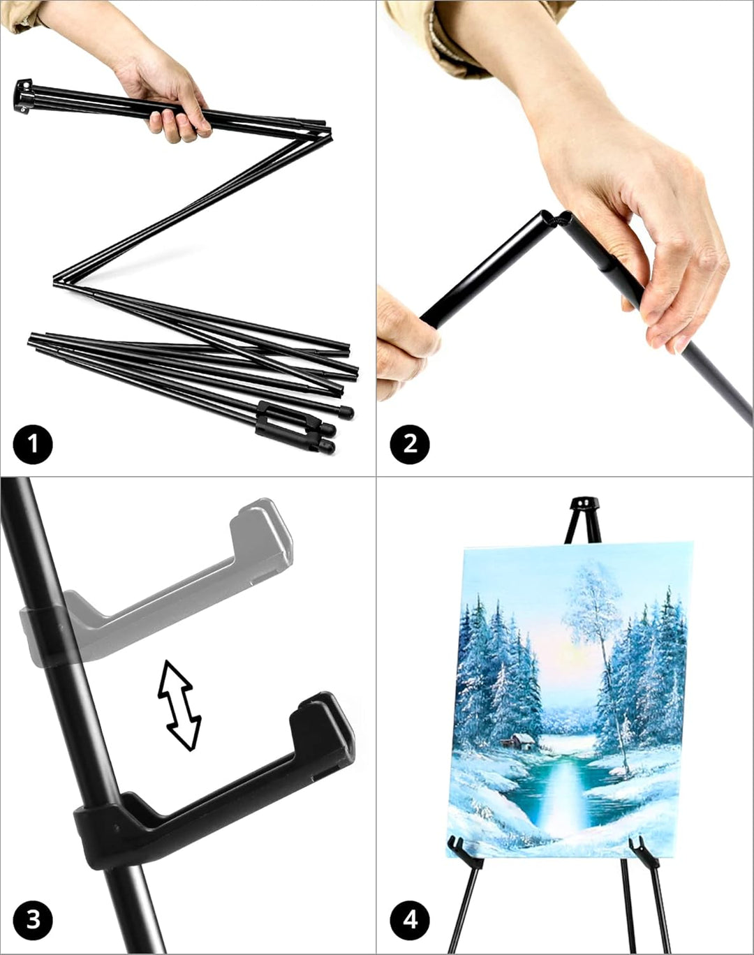 QWORK® 168 cm Zusammenklappbare Metall Staffelei mit Aufbewahrungstasche - Verstellbare, Halten Sie