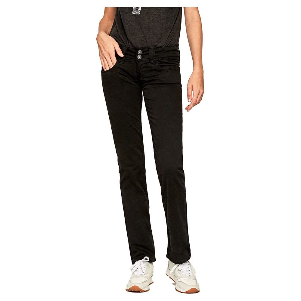 Pepe Jeans Damen Venus Jeans Regular Fit Low Waist Authentic Rope 25W / 30L Black (Black), 25W / 30L