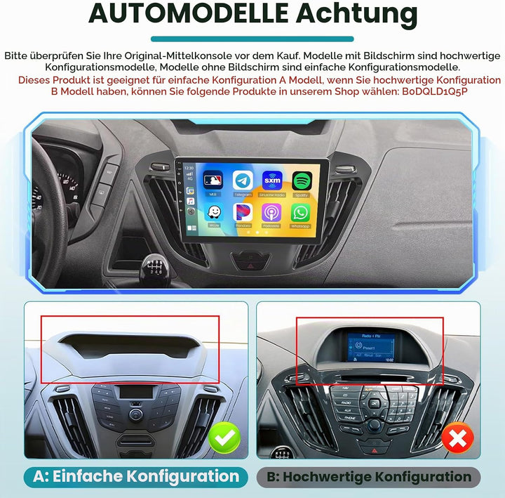 Hikity 2G 64G Android 15 Autoradio Für Ford Transit Custom 2013-2017 mit Wireless Carplay Android Au