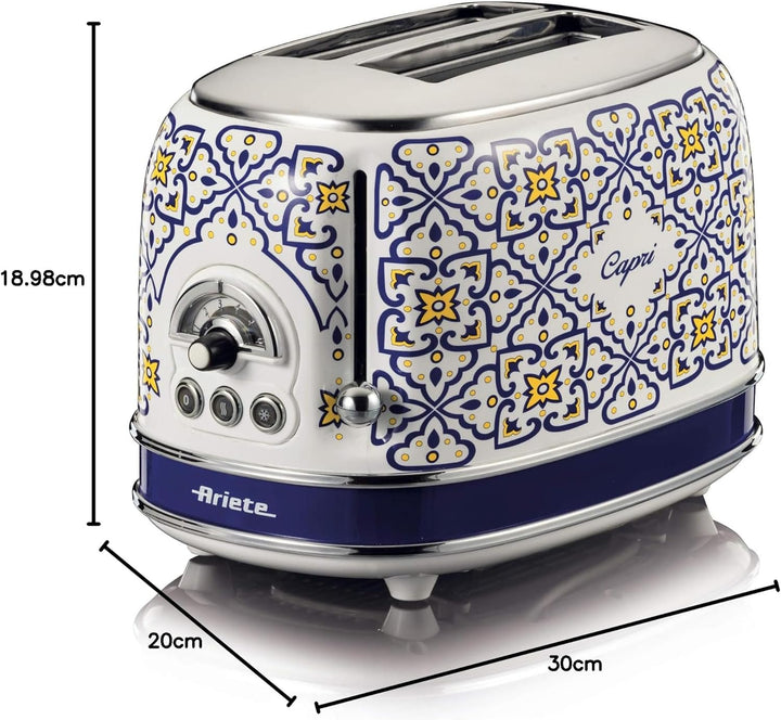 Ariete Toaster 156, Capri Weiss und Blau, Weiss und Blau