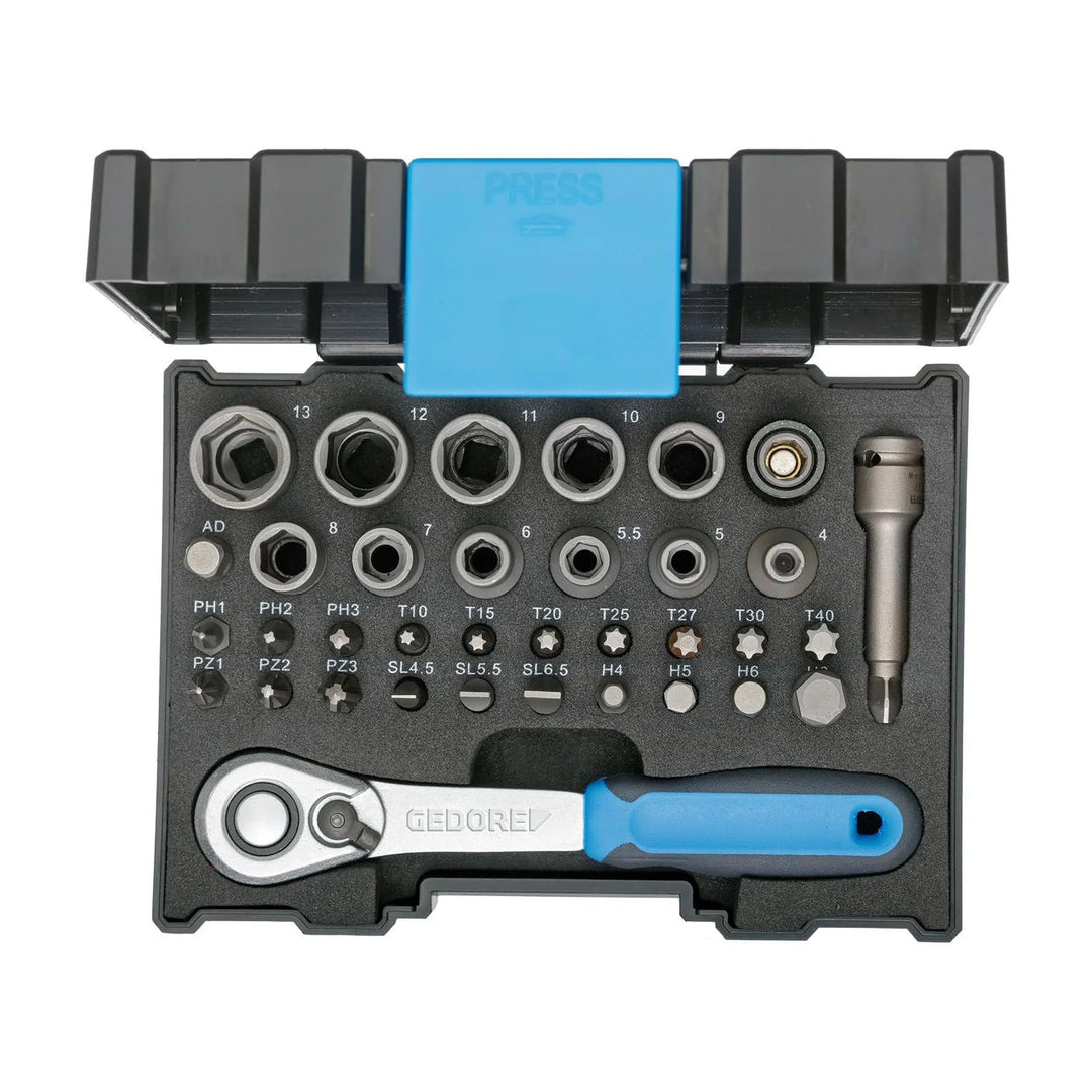 Bit-Steckschlüsselbox mit Knarre 1/4" 35tlg