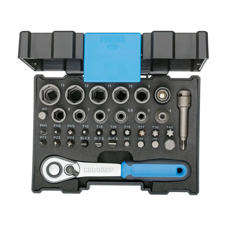 Bit-Steckschlüsselbox mit Knarre 1/4" 35tlg