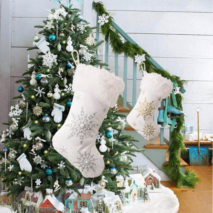 2 Stück Plüsch Nikolausstrumpf Weihnachtsstrümpfe Gross Nikolausstiefel zum Befüllen Grossen Nikolau