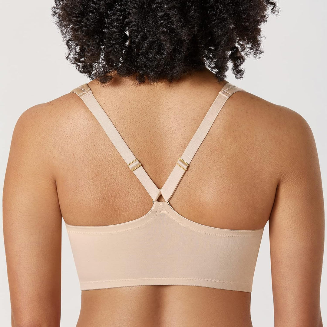 DELIMIRA Damen BH mit Vorderverschluss Seamless Bügel BHS Grosse Brüste Vollschalen Racerback Ungefü