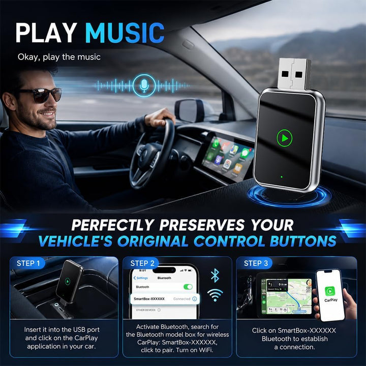 2026 Carplay Wireless Adapter, Android Auto Wireless Adapter, Car Play Adap-TER Auto mit USB und Typ