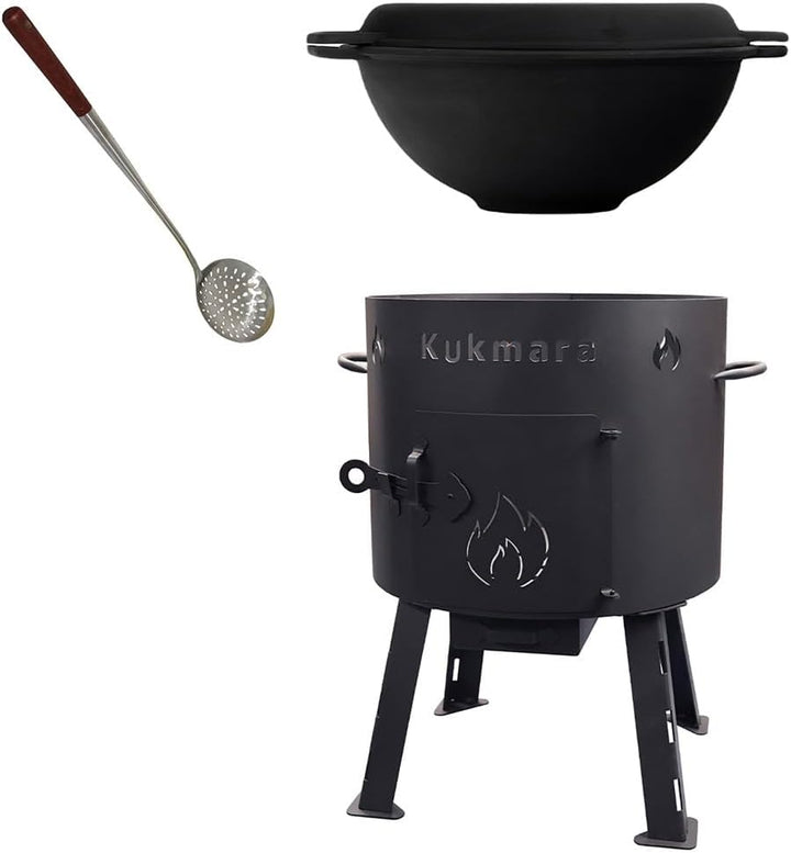 SET Utschak 40 cm + 12 Liter Kasan Kazan aus Gusseisen mit Pfannen-Deckel Feldküche Gulasch-Kessel F
