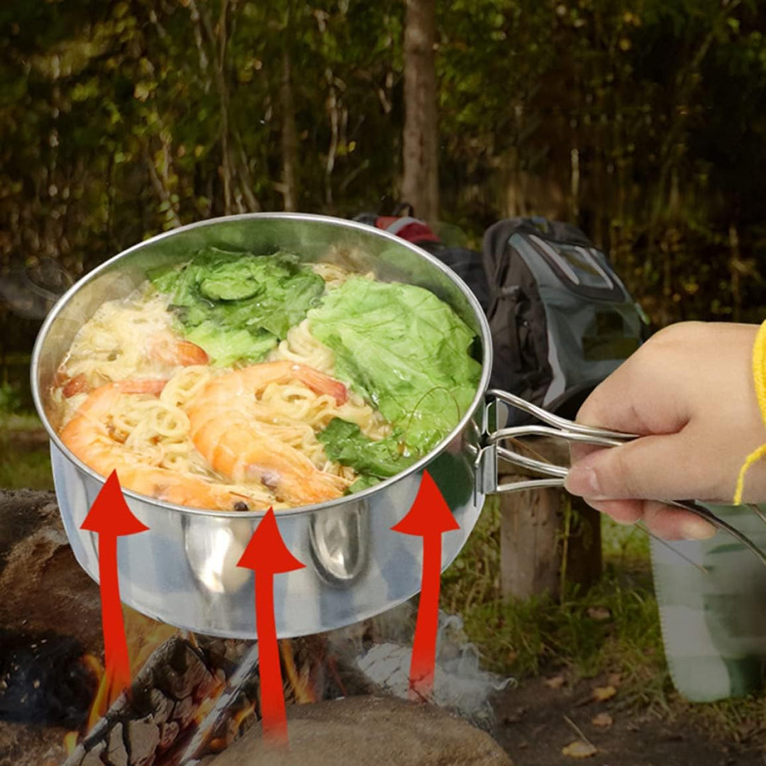 Camping-Kochgeschirr-Set, Edelstahl, Camping-Töpfe und Pfanne, tragbares Kochgeschirr-Set, Camping-P