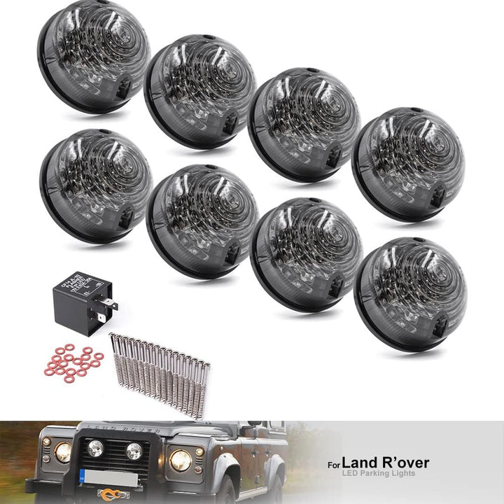 NSLUMO 8 Stueck 73mm Geräucherte Linse Defender LED Licht Units Bernstein Anzeigeseitenlicht Hintere