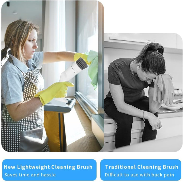 OBEST Elektrische Reinigungsbürste Mit 2 Reinigungsköpfen, Tragbare Electric Spin Scrubber Kabellose