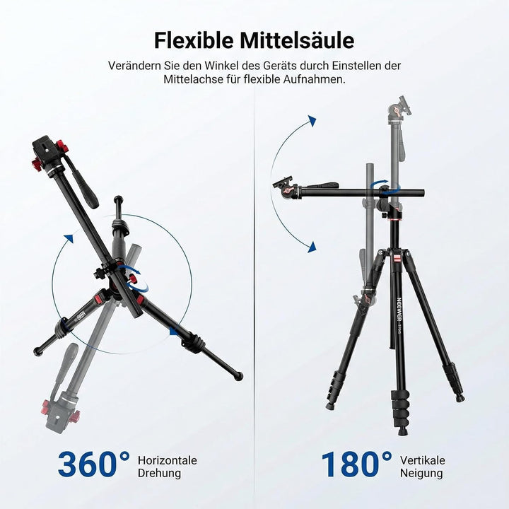 NEEWER BASICS Overhead Horizontal Kamera Stativ Einbeinstativ mit Fluidkopf und Mittelsäule, 75,4" M