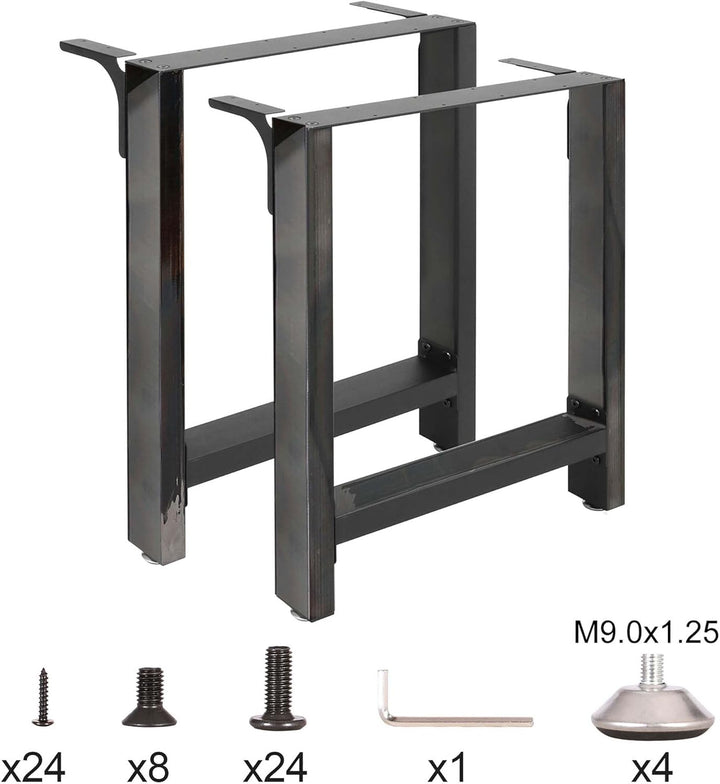 Wiltec Tischkufen Tischbeine aus Vierkantprofilen 60x72cm lackierter Stahl klarlackbeschichtet Tisch