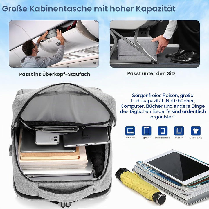 SHANNA Business Rucksack Herren, Reiserucksack für Flugzeug Unter Sitzplatz, Handgepäck Tasche Backp