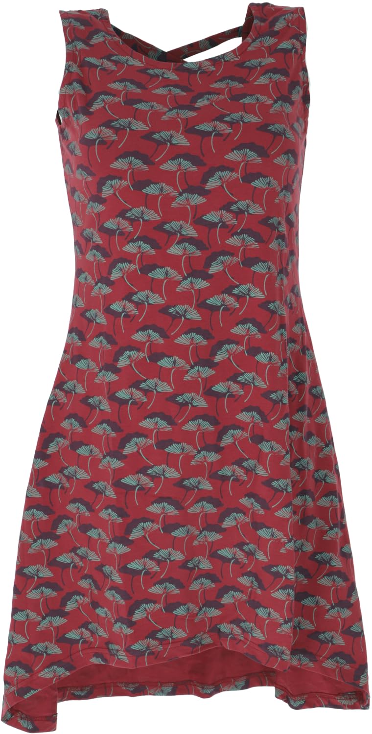 GURU SHOP Minikleid Riemchenrücken Bio-Baumwolle, Vokuhila Kleid, naturweiss 38 Rot, 38 Rot
