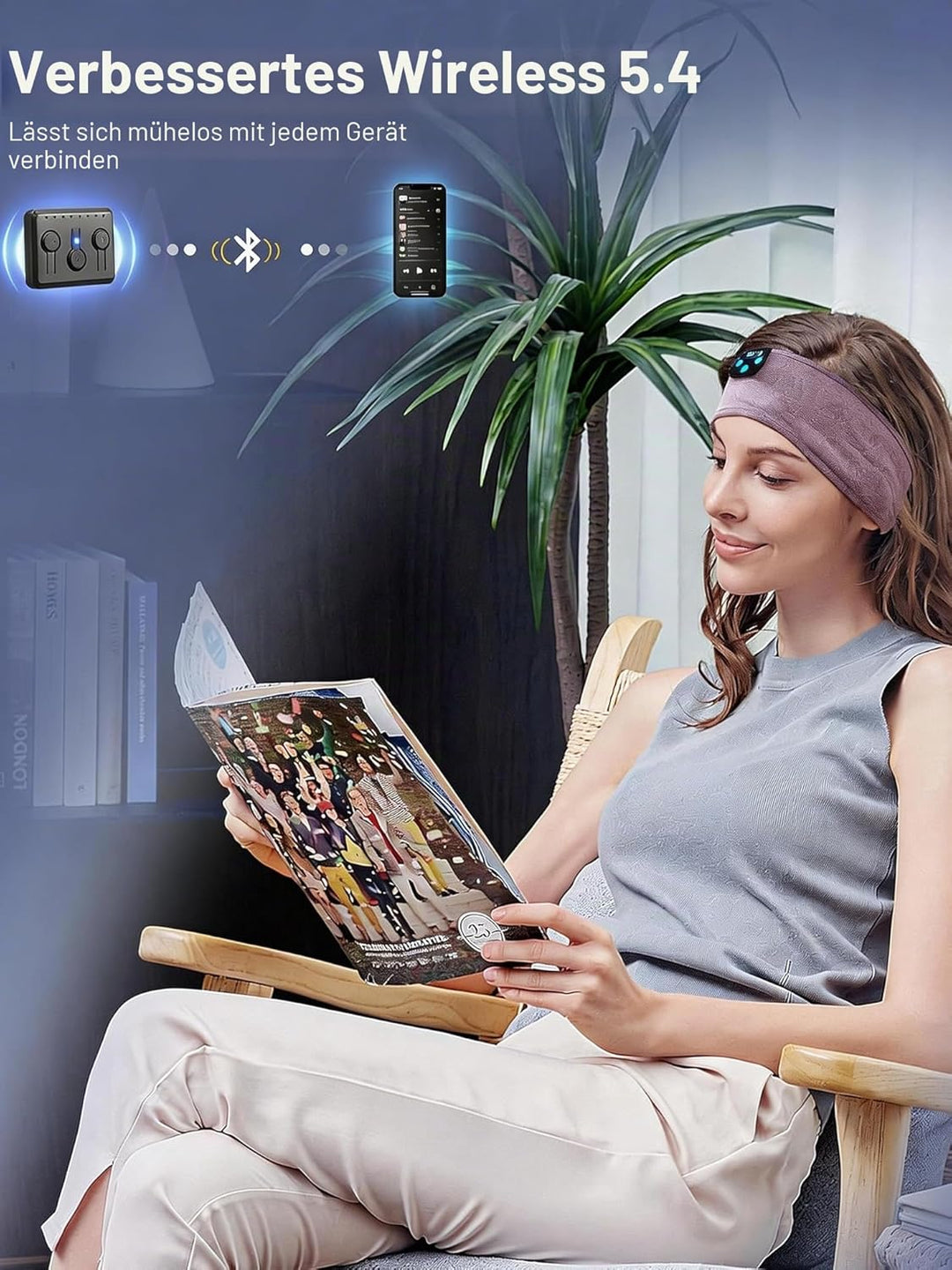 Navly Schlafkopfhörer Bluetooth Stirnband – 5.4 kabellose Kopfhörer mit 14h Akkulaufzeit & 4mm ultra