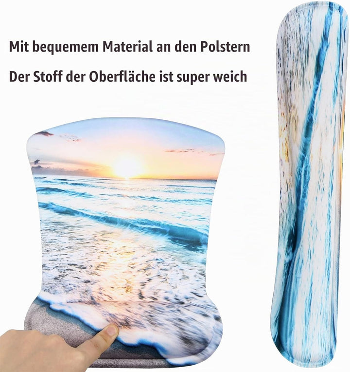 Mauspad mit Handauflage, Mauspad mit Gelkissen und Ergonomische Memory Foam Tastatur Handgelenkaufla