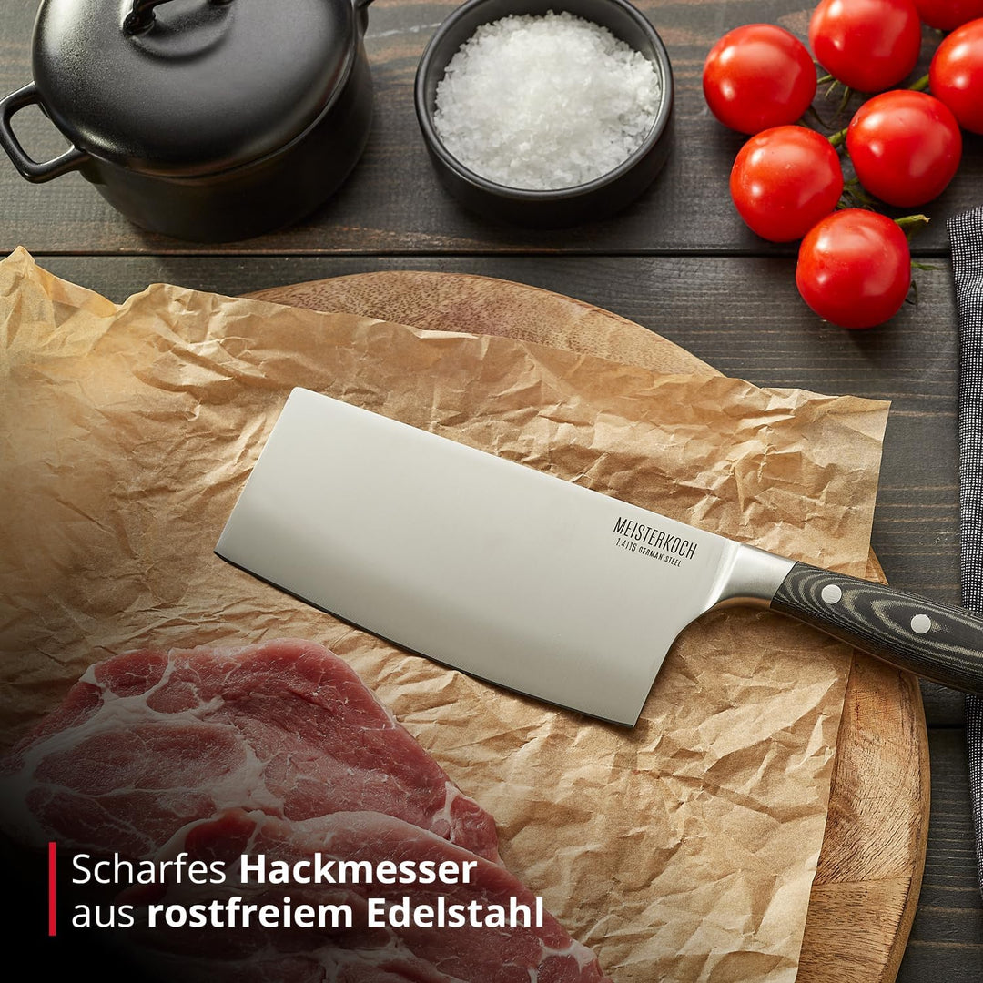 MEISTERKOCH Hackmesser Messer Küchenmesser | 17,5 cm Klinge aus rostfreiem deutschen Edelstahl | erg