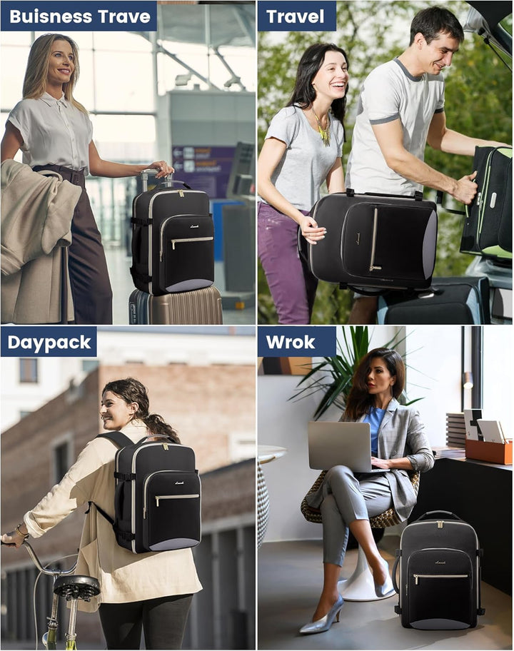 LOVEVOOK Handgepäck Rucksack Flugzeug, 40L Gross Reiserucksack Damen Kofferrucksack, Wasserdicht Rei