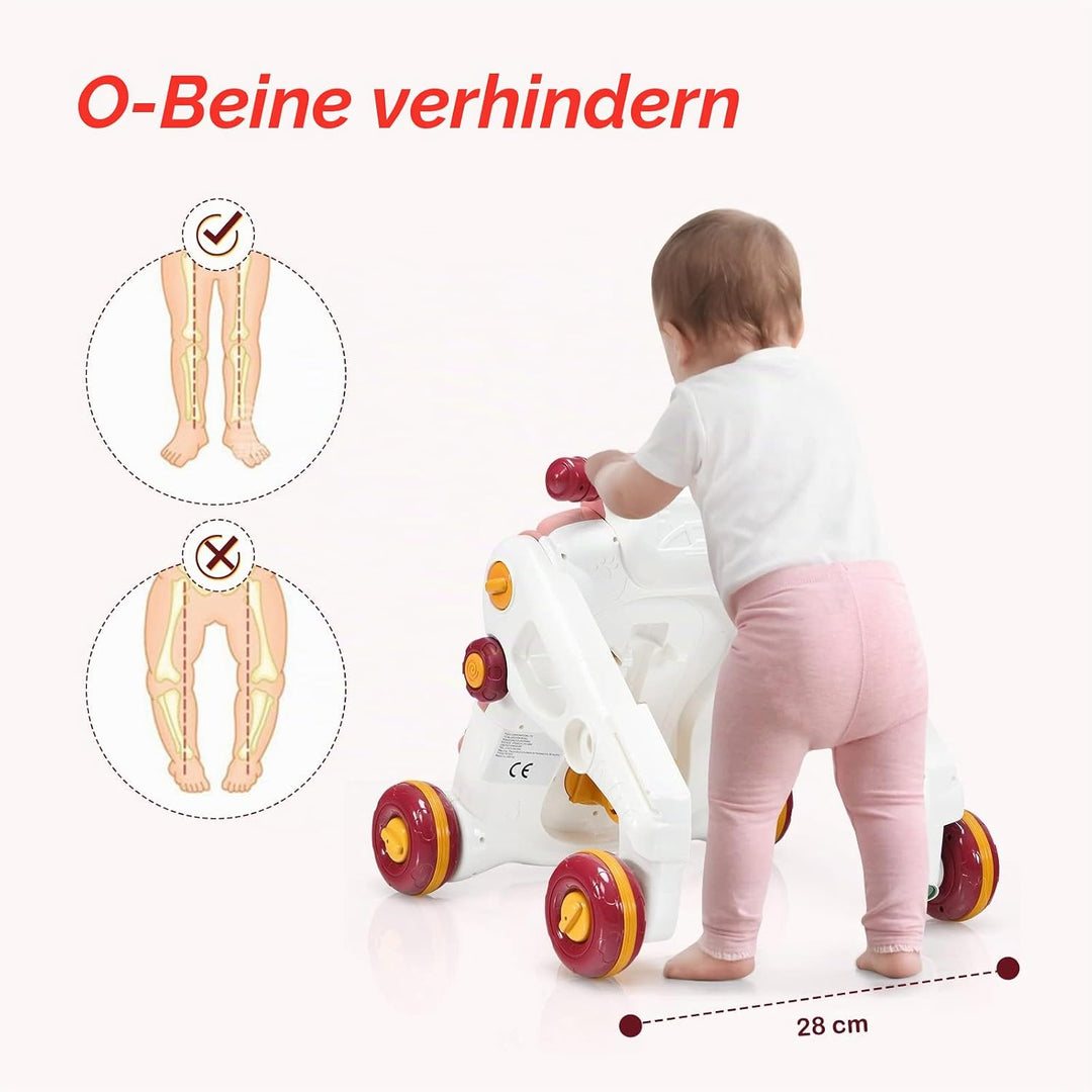 LIFEZEAL 3 in 1 Lauflernwagen, Baby Lauflernhilfe mit Spielbrett, Baby Walker mit Musik- &amp; Spielfunk