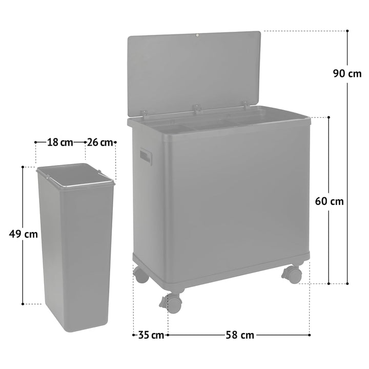 SVITA SR3X18 54L Sensor-Mülleimer 3 Fächer Mülltrennsystem Abfalleimer Stahl Weiss SR3X18 (54L) Weis