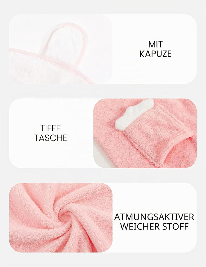 JiAmy Mädchen Bademäntel aus Coral Fleece Kuschelflanell Kuschelweiche Kinderhausmäntel Nachtwäsche