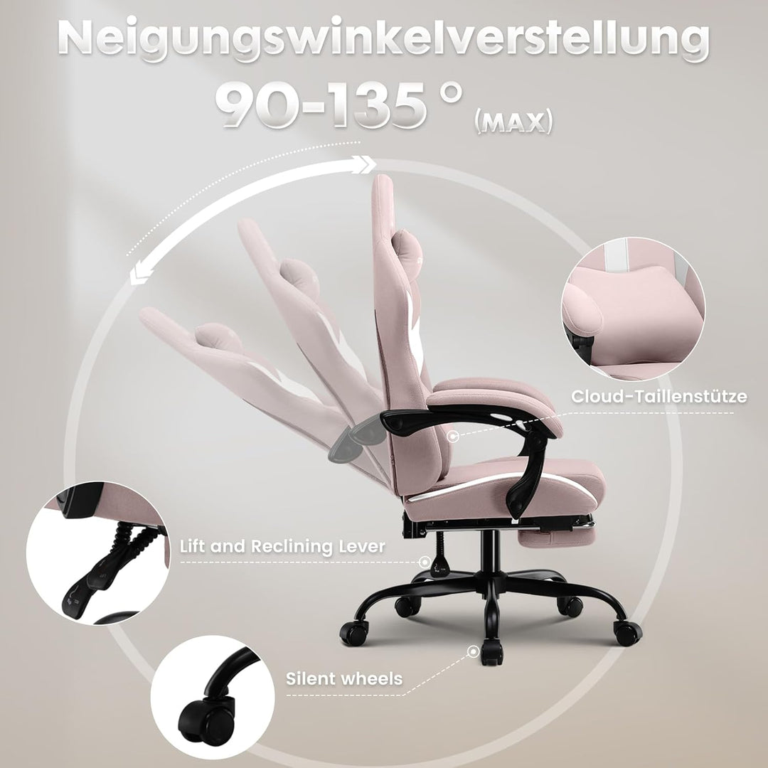 GTPLAYER Gaming Stuhl Bürostuhl Ergonomisch Gaming Sessel mit Kopfstütze und Cloud-Lendenkissen, Gep