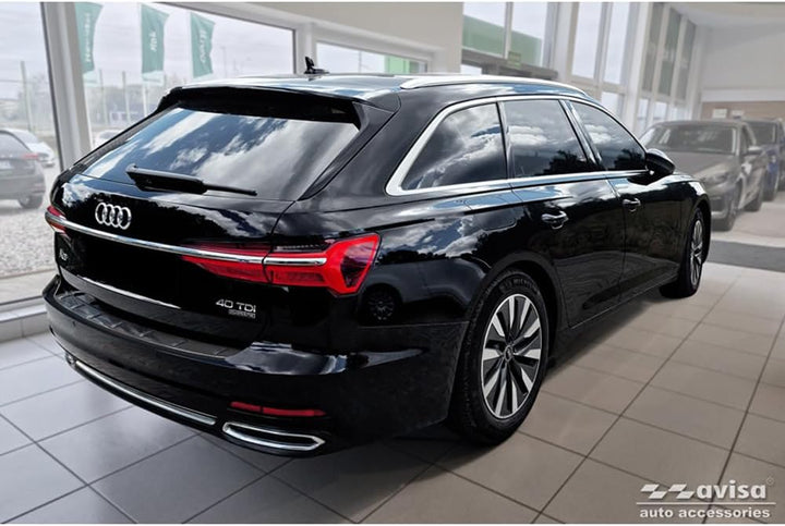 Avisa Schwarz Edelstahl Heckstossstangenschutz kompatibel mit Audi A6 (C8) Avant inkl. S-Line 2023-