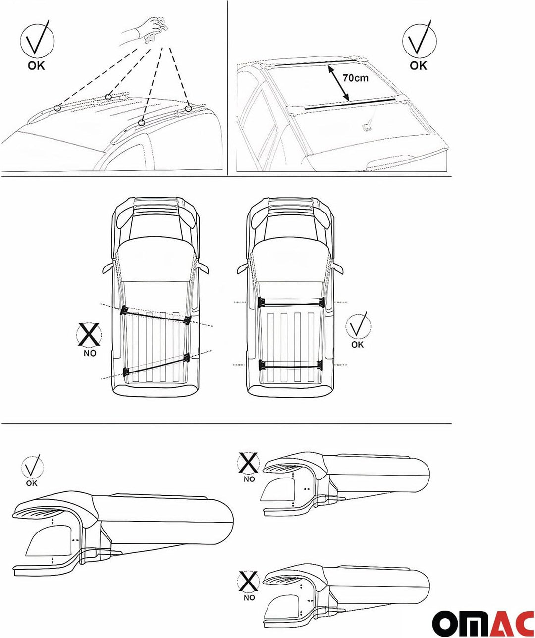 OMAC Aluminium Dachträger Querträger für Dacia Jogger 2022-2026 – Max. 75 kg – 2 Stangen Schwarz