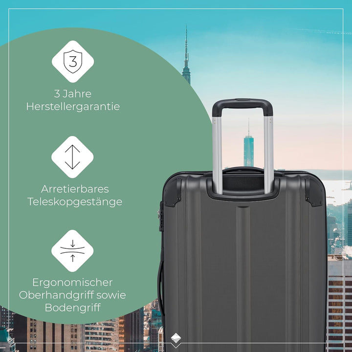 travelite 4-Rad Handgepäck Koffer erfüllt IATA Bordgepäckmass, Gepäck Serie CITY: Robuster Hartschal