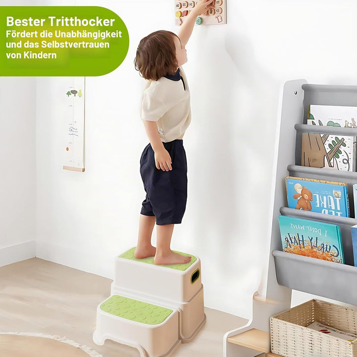 Kinderhocker 2 Stufen, Zweistufiger Tritthocker für Badezimmer, Waschbecken und Toilette, rutschfest