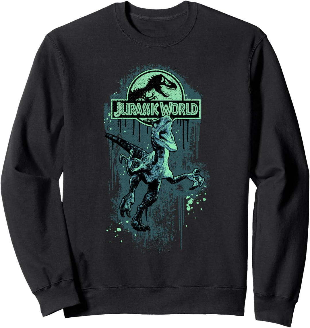 Jurassic World Raptor Paint Splatter Title Logo Sweatshirt