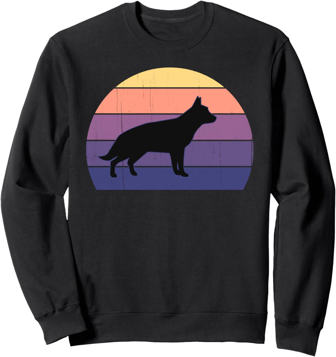 Cooler Retro-Sonnenuntergang Deutsche Schäferhunde - Grosser Sweatshirt