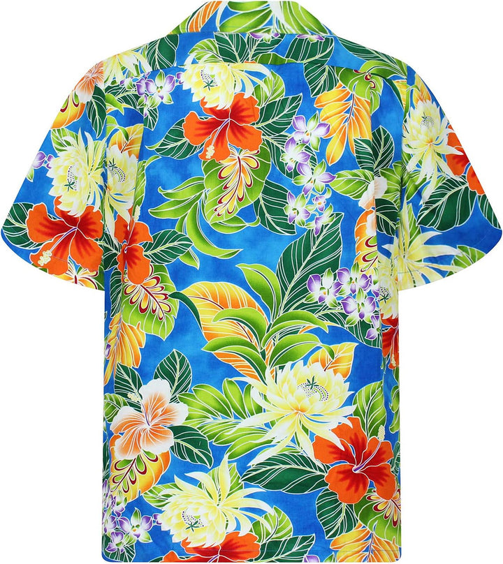 P.L.A. Pacific Legend Original Hawaiihemd, Kurzarm, New Flower, Türkis, 4XL