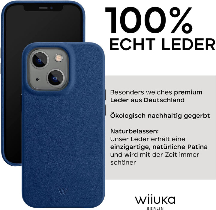 WIIUKA Hülle für iPhone 14 Plus, Leder aus Deutschland, Lederhülle extra Dünn, Premium Handyhülle, C