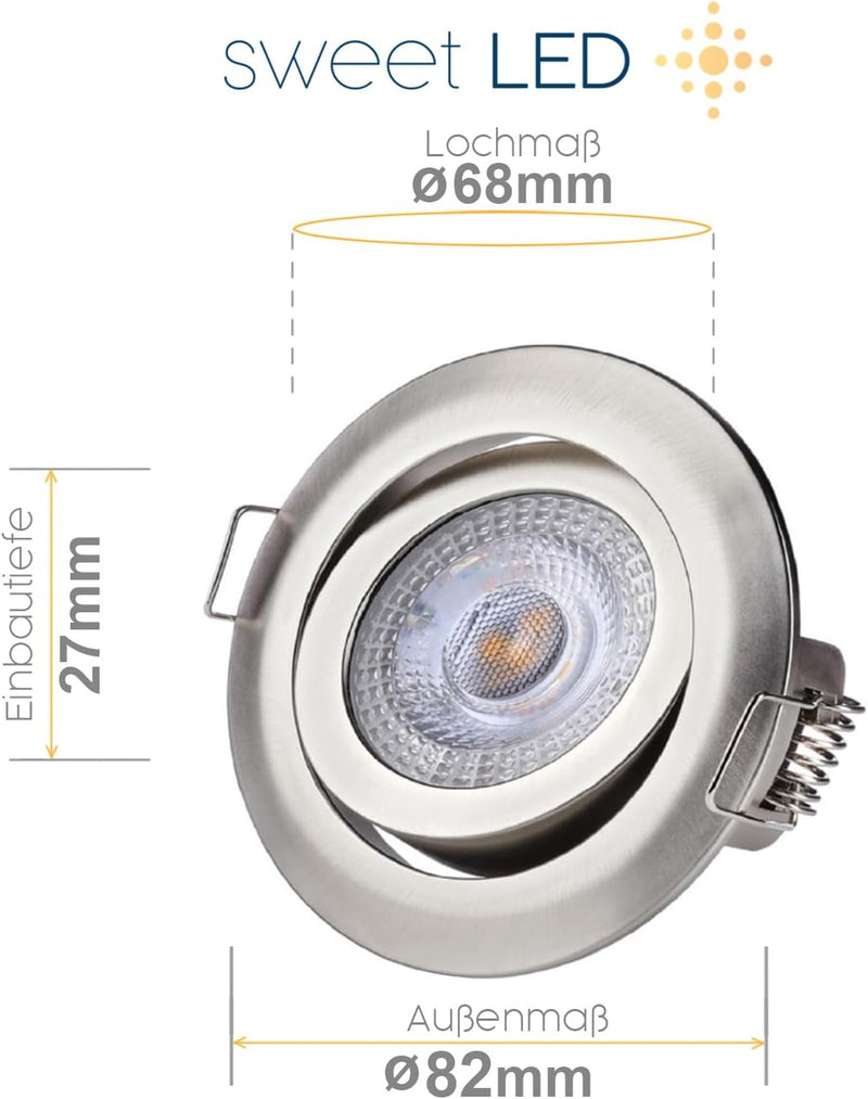 sweet-led Einbaustrahler 3-Step-Dimming deckenspots flach 5W 230V Decken Einbauleuchte 3 Stufen dimm