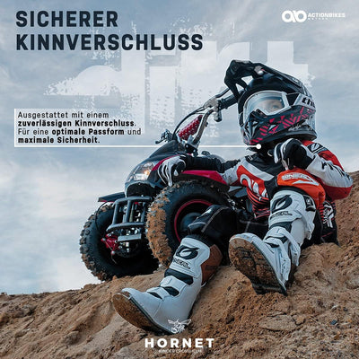 Actionbikes Motors Kinder Cross Helm Hornet ECE 22/05 Norm - Strassenzulassung - Motocross - Crosshe