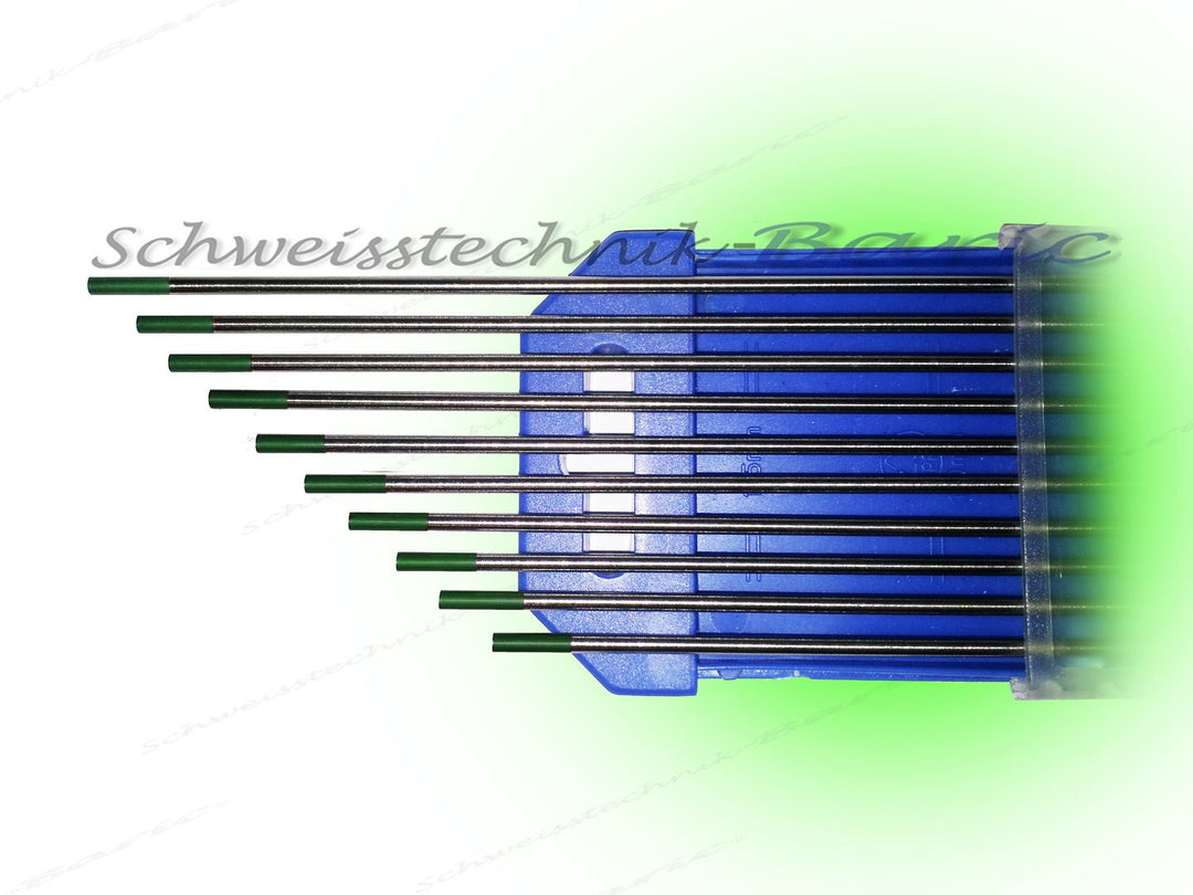 Wolframelektroden W Grün 1,6 x 175mm Strahlungsfrei Poliert 10 Stück in der BOX 1,6 x 175mm Ø 10 Stü
