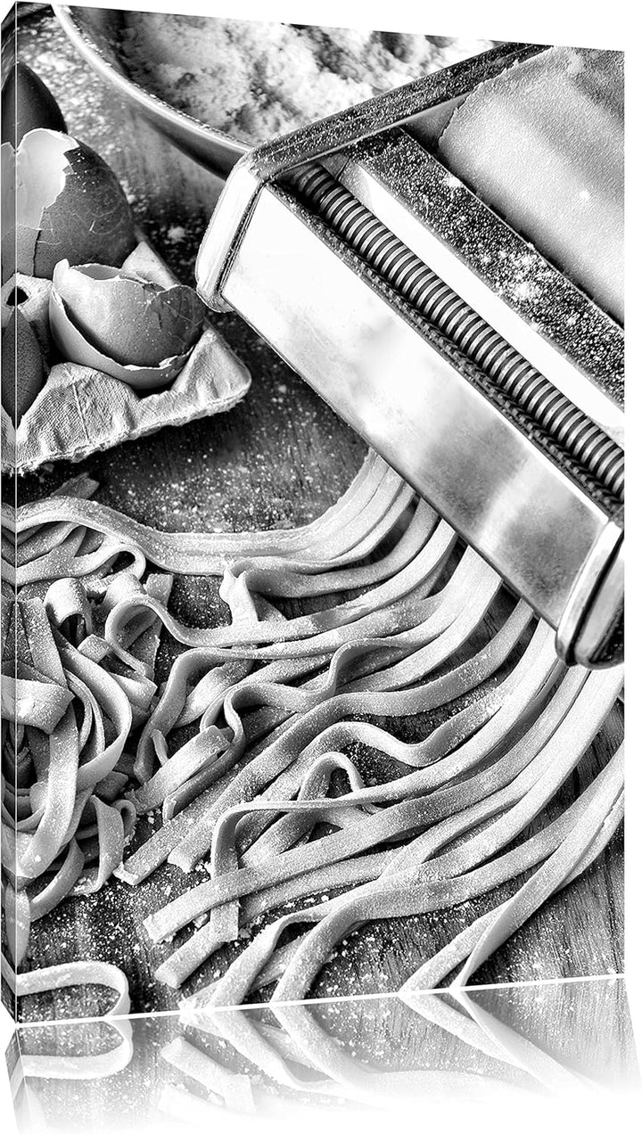 Pixxprint Nudelmaschine Pasta Italia als Leinwandbild/Grösse: 100x70 cm/Wandbild/Kunstdruck/fertig b