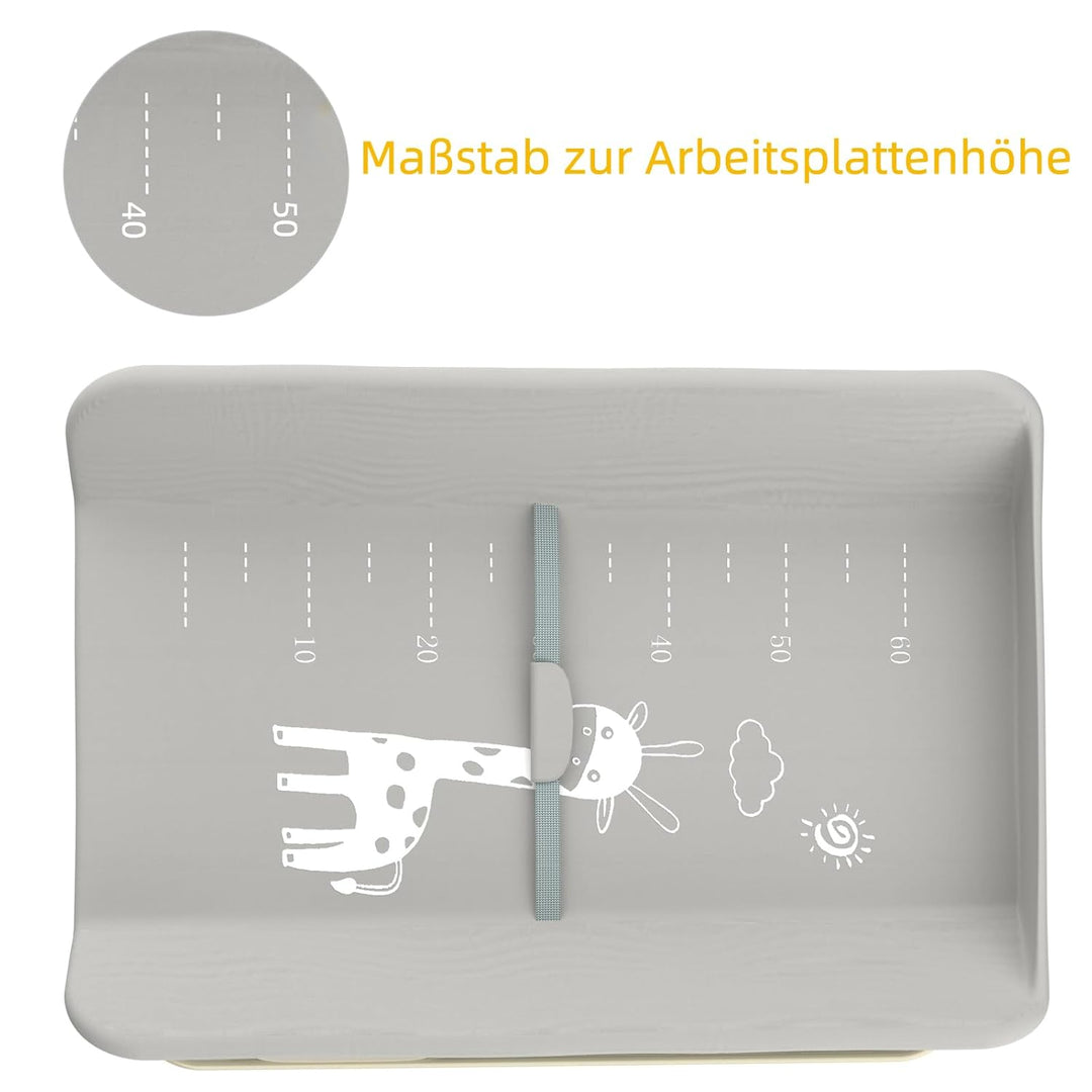 Klappbarer Wickeltisch Baby Höhenverstellbar – Mobile Wickelkommode mit Ablagekörben, Sicherheitsgur