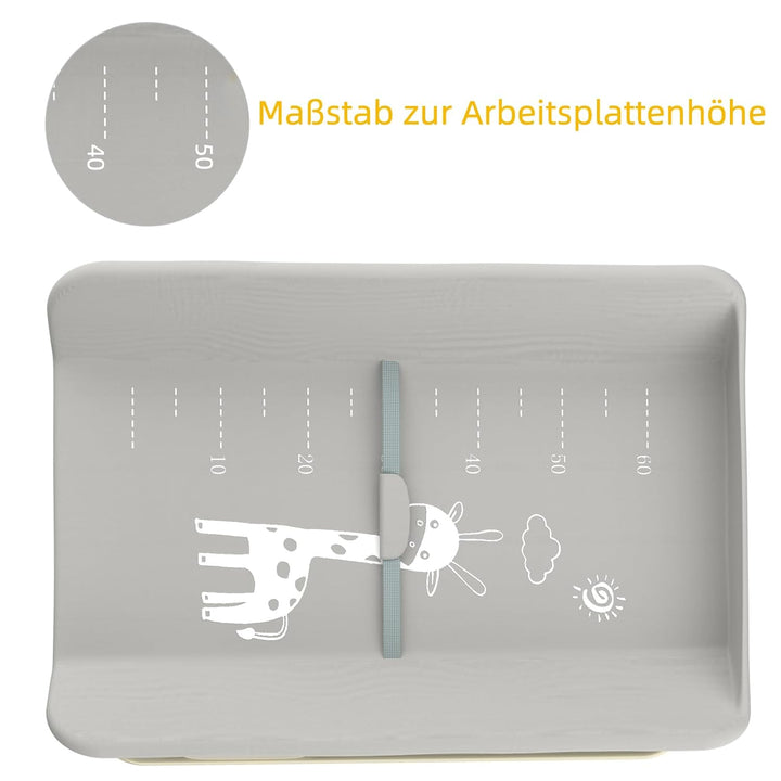 Klappbarer Wickeltisch Baby Höhenverstellbar – Mobile Wickelkommode mit Ablagekörben, Sicherheitsgur
