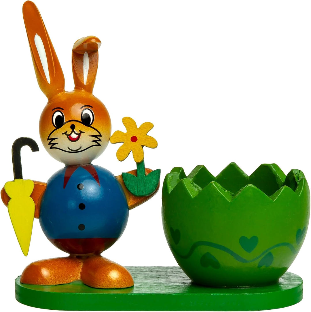 SIKORA OD08 Osterdeko Eierbecher aus Holz im 2er Set | handbemalte & dekorative Osterhasen Deko Figu