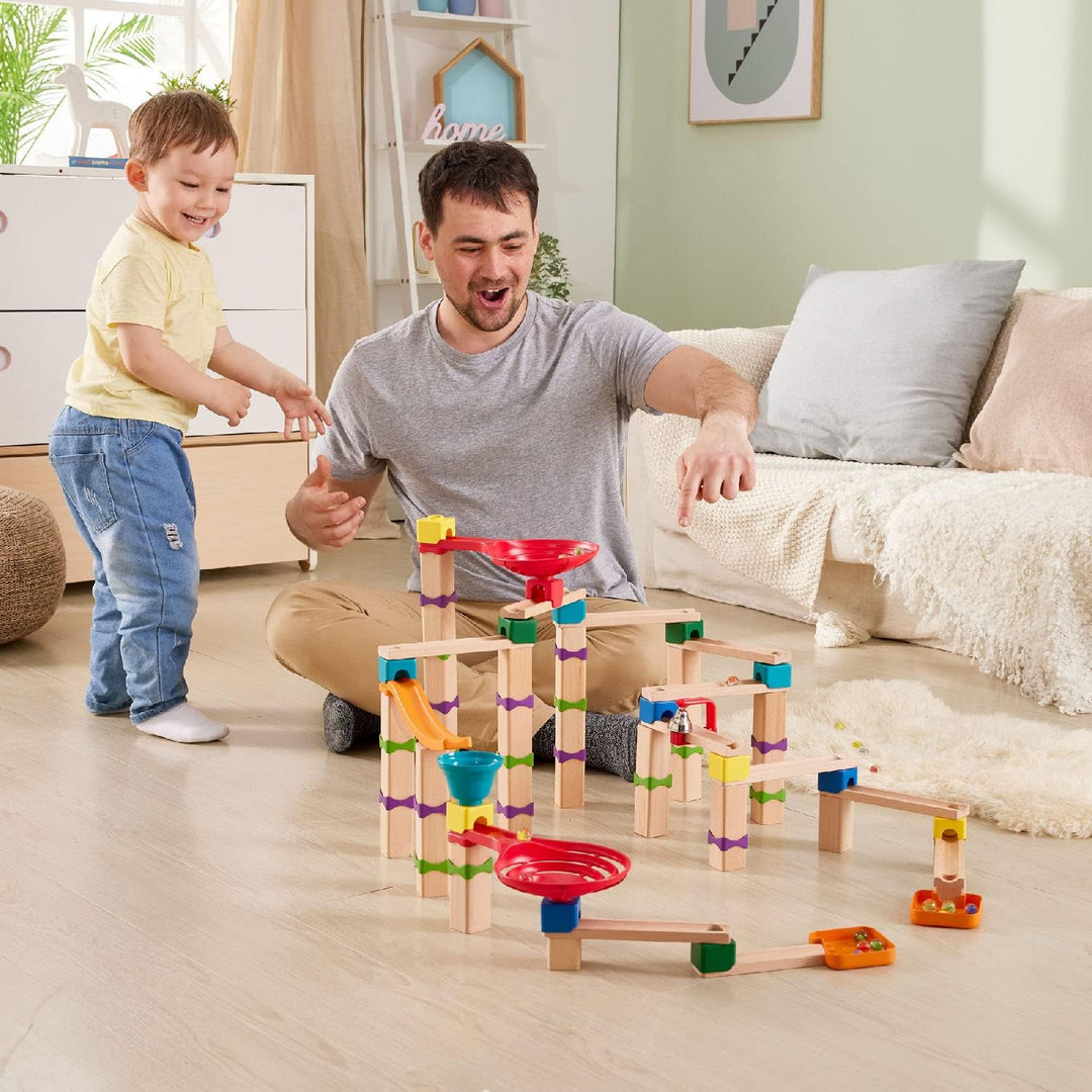 Hape Murmelbahn, Konstruktionsspielzeug aus FSC Holz, Kugelbahn ab 3 Jahren, E1100 Single, Single