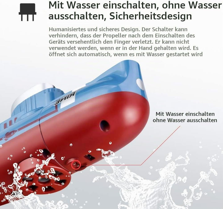 Mini Ferngesteuerte U-Boot Spielzeug, 6 Kanal RC Boote mit LED Leuchten | 2.4GHZ Fernbedienung Tauch