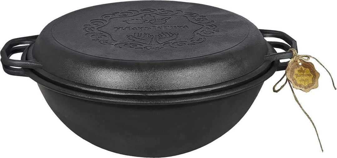 Dutch Oven aus Gusseisen – Kochen im Freien – Grillauflauf aus Gusseisen – Schwarz (8 Liter)