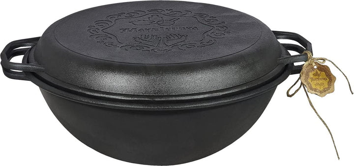 Dutch Oven aus Gusseisen – Kochen im Freien – Grillauflauf aus Gusseisen – Schwarz (8 Liter)
