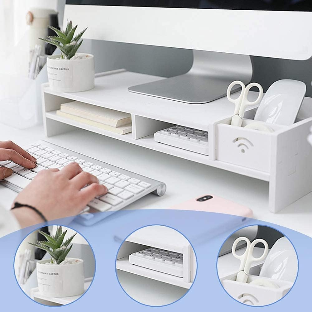 Ejoyous Monitorständer Monitor Riser, Desktop Riser Laptopständer mit Trennregal für Office Home Tab