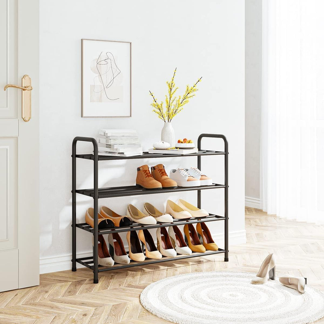 FANHAO Schuhregal, Schuhregale 4 Ebenen Edelstahl, Schuh-Organizer für bis zu 12 Paar Schuhe, Schuh