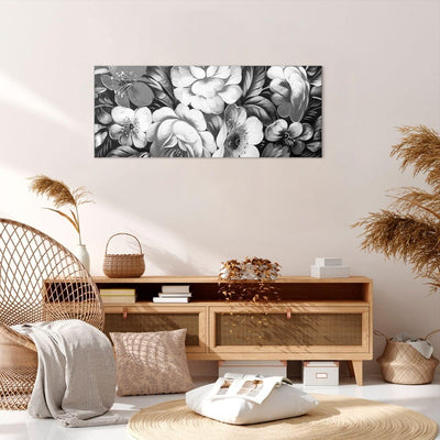 Wandbilder Dekoration Wohnzimmer Blume Blumenstrauss Blatt Panorama Bilder auf Leinwand 120x50cm Lei