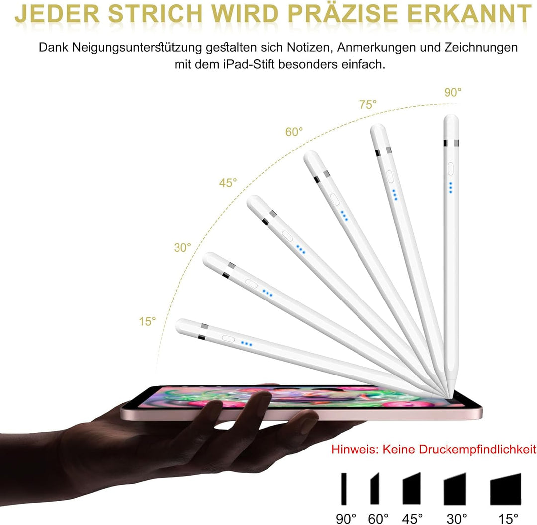 Pencil 1. Generation für iPad, Stift für iPad mit USB-C Schnellladung & Handfläche Ablehnung & Neigu