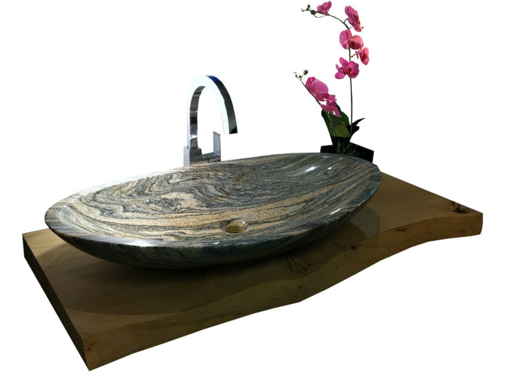 Waschbecken aus Naturstein, Granit, Model Monaco gross, Juparana, 80x43cm